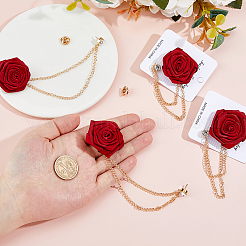 4Pcs Polyester Rose Flower Lapel Pin Backs&nbsp;JEWB-FH0002-09B