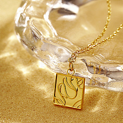 304 Stainless Steel Square Pendant Necklace&nbsp;CP3503-1