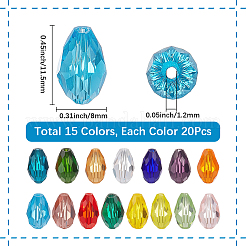 300Pcs 15 Colors Transparent Glass Beads&nbsp;EGLA-SP0001-40