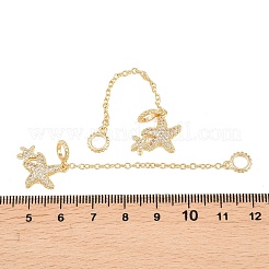 Double Starfish Brass Micro Pave Clear Cubic Zirconia Safety Chains&nbsp;KK-H257-06G