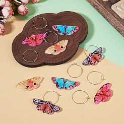 4 Pairs 4 Colors Butterfly Alloy & Acrylic Hoop Earrings&nbsp;EJEW-TA0001-88A