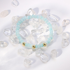 Natural Aquamarine Beads Stretch Bracelets for Men Women&nbsp;BD7394
