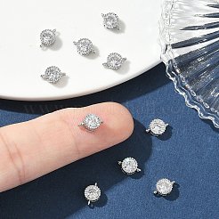 SHEGRACE Brass Pave Clear Cubic Zirconia Flat Round Connector Charms&nbsp;XGRQ3D002-500P