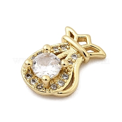 Bag Shape Brass Pave Clear Cubic Zirconia Cabochons&nbsp;KK-A275-33B-G