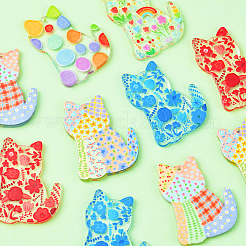 12Pcs 6 Styles Printed Transparent Acrylic Pendants&nbsp;MACR-CJ0001-47