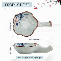 2Pcs 2 Styles Flower Shape Ceramics Ink Plate with Handle&nbsp;AJEW-PH0011-62
