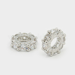 Brass Cubic Zirconia European Beads&nbsp;ZIRC-F001-101