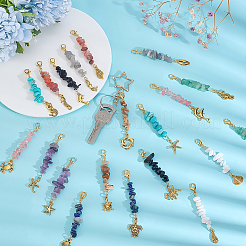 20Pcs Natural & Synthetic Gemstone Chips Pendant Decoration&nbsp;HJEW-PH02095