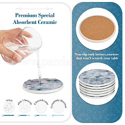 6Pcs Round Marble & Cork Coaster&nbsp;AJEW-TA0816-005