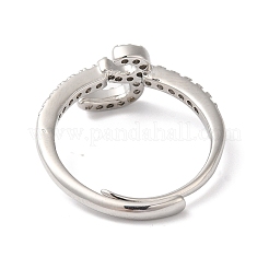 Rack Plating Brass Cubic Zirconia Arabic Letters Adjustable Rings for Women&nbsp;RJEW-S407-10P-16