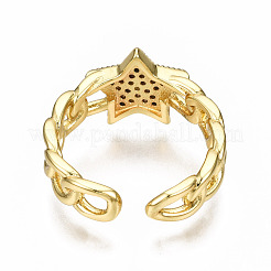 Brass Micro Pave Clear Cubic Zirconia Cuff Rings&nbsp;RJEW-N035-002-NF