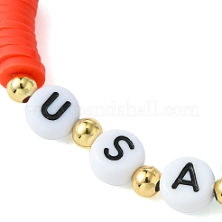 Independence Day Handmade Polymer Clay Beaded Stretch Bracelets&nbsp;BJEW-JB10591