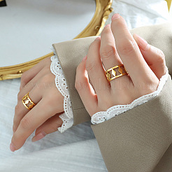Adjustable 304 Stainless Steel Wide Band Cuff Open Rings for Women&nbsp;OK7219-1