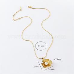 3Pcs Stainless Steel Pave Imitation Pearl Flower Pendant Necklaces for Women&nbsp;SX1880