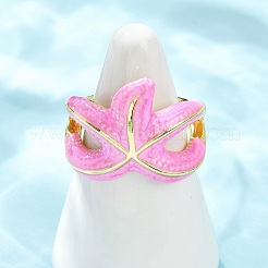 Brass Enamel Adjustable Cuff Rings for Women&nbsp;RJEW-G357-01K