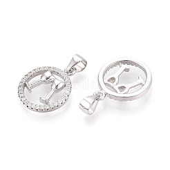 Circle 925 Sterling Silver Micro Pave Clear Cubic Zirconia Pendants&nbsp;STER-T008-84P