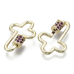 Brass Micro Pave Cubic Zirconia Screw Carabiner Lock Charms&nbsp;LS-KK-R136-070D-NF