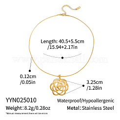 304 Stainless Steel Hollow Camellia Pendant Necklaces for Women&nbsp;DI8670-2