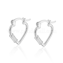 S925 Silver Heart-shaped Earrings with Small Diamond Inlay&nbsp;VI6598-2
