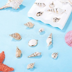 14Pcs 7 Styles Electroplated Natural Mixed Shell Pendants&nbsp;BSHE-TA0001-34B