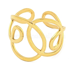 304 Stainless Steel Hollow Irregular Wide Open Cuff Ring for Women&nbsp;LS-RJEW-S406-01G-02