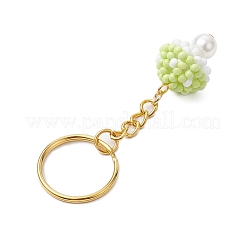 Glass Seed Beads Mushroom Keychain&nbsp;KEYC-MZ00021-04