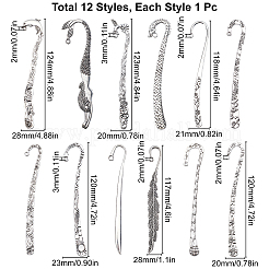 12Pcs 12 Styles Tibetan Style Alloy Bookmarks&nbsp;PALLOY-SC0003-81