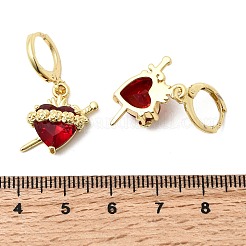 Heart Brass Glass Hoop Earrings&nbsp;EJEW-P333-09C-G