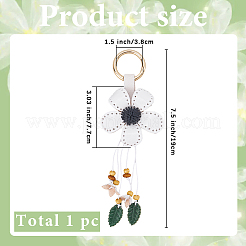 Leather and Alloy Keychain&nbsp;HJEW-WH20022-04B-09
