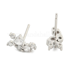 Brass Micro Pave Clear Cubic Zirconia Stud Earrings&nbsp;EJEW-R016-26P-16