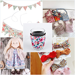 Flower Pattern Cotton Quilting Stripss Fabric&nbsp;DIY-WH20048-013D