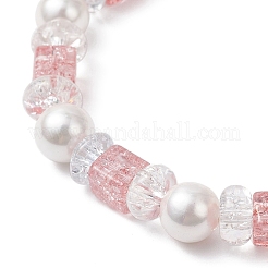 3Pcs 3 Colors Crackle Glass & Shell Pearl Beaded Stretch Bracelets for Women&nbsp;BJEW-JB12384