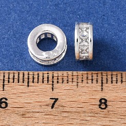 Brass Micro Pave Clear Cubic Zirconia European Beads&nbsp;KK-C157-25S