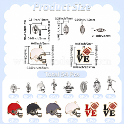 52Pcs 14 Styles Rugby Theme Alloy Enamel Pendants&nbsp;FIND-SC0021-58