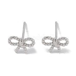 Anti-Tarnish Rhodium Plated Rope Bowknot 999 Fine Silver Stud Earrings for Women&nbsp;EJEW-S215-14P