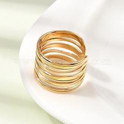 304 Stainless Steel Wide Band Cuff Open Rings for Women&nbsp;RJEW-L342-06G
