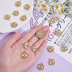 20 Pcs Flat Round with Bee Alloy Insect Charms for Jewelry Earring Making Crafts&nbsp;JX298A