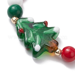 Christmas Theme Natural Mashan Jade & Lawmwork Beads Stretch Bracelets for Women&nbsp;BJEW-JB11148-01