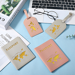2Pcs PU Leather Luggage Tag & 2Pcs Passport Cover Sets&nbsp;FIND-CL0001-14A