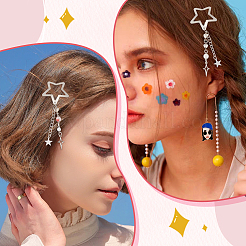 5Pcs 5 Styles Star Alloy Snap Hair Clips&nbsp;PHAR-GO0001-02