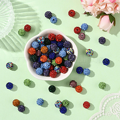 90Pcs Glass Rhinestone Clay Pave Round Beads&nbsp;RB-LT0001-02