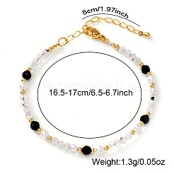 Quartz Crystal & Black Agate Beaded Bracelet for Women&nbsp;KS6100