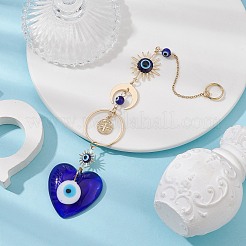 Blue Evil Eye Lampwork Pendant Decorations&nbsp;HJEW-JM01603-02