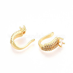 Brass Micro Pave Cubic Zirconia Cuff Earrings&nbsp;KK-T074-28G