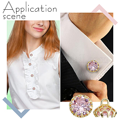 Flower Brass Micro Pave Cubic Zirconia Shank Buttons&nbsp;BUTT-WH0061-12A