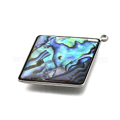 304 Stainless Steel Pave Natural Paua Shell Pendants&nbsp;STAS-Z125-01D-P