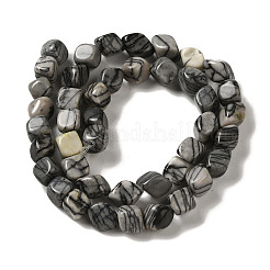 Natural Black Silk Stone/Netstone Beads Strands&nbsp;G-B078-D20-01