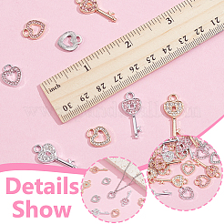 32Pcs 8 Styles Alloy Rhinestone Heart Pendants&nbsp;ENAM-NB0002-22