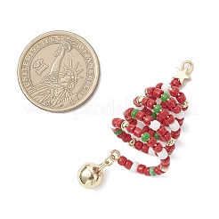 3Pcs 3 Colors Glass Seed Beaded Christmas Tree Big Pendants&nbsp;PALLOY-TA00330