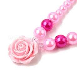 Cute Unicorn Alloy Plastic Children's Beaded Necklace & Bracelet & Cuff Ring & Clip-on Earring Jewelry Sets for Girl's&nbsp;FS-WGF4311-06